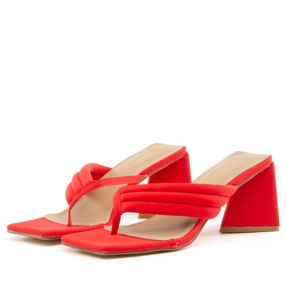 Lemonade Red Block Heels. - Picture 1 of 9